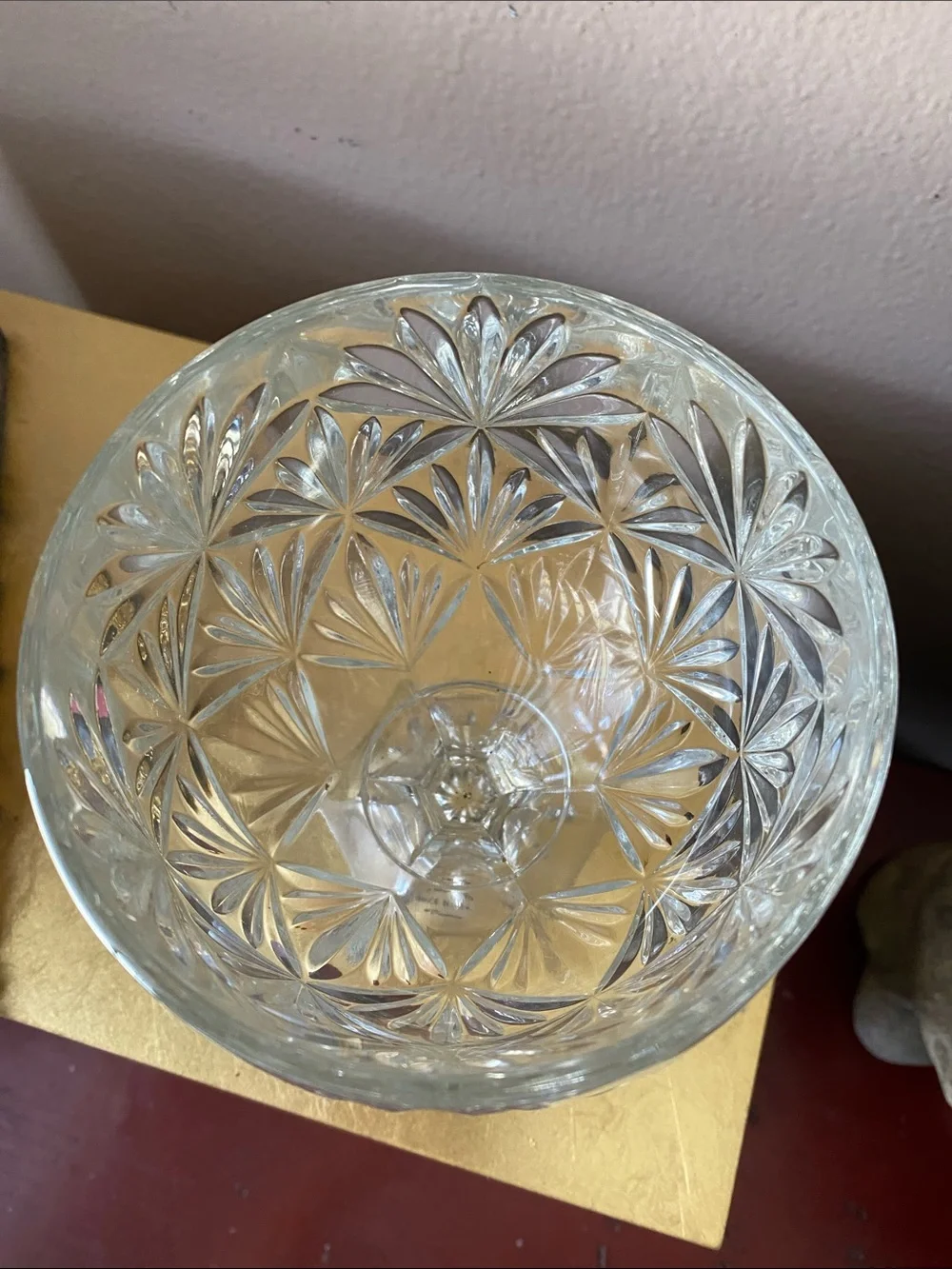 Pressed Glass Covered Candy Jar - Clear Crystal Look
